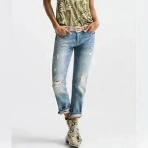 CAbi Size 10 Malibu Jeans Distressed Relaxed Fit Style 6283